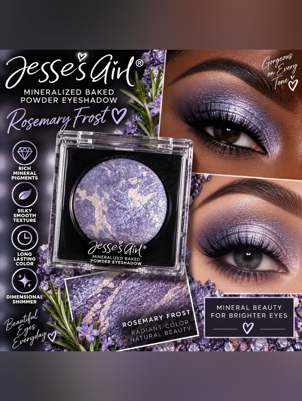 Rosemary Frost Mineralized Baked Eyeshadow – Lavender Purple